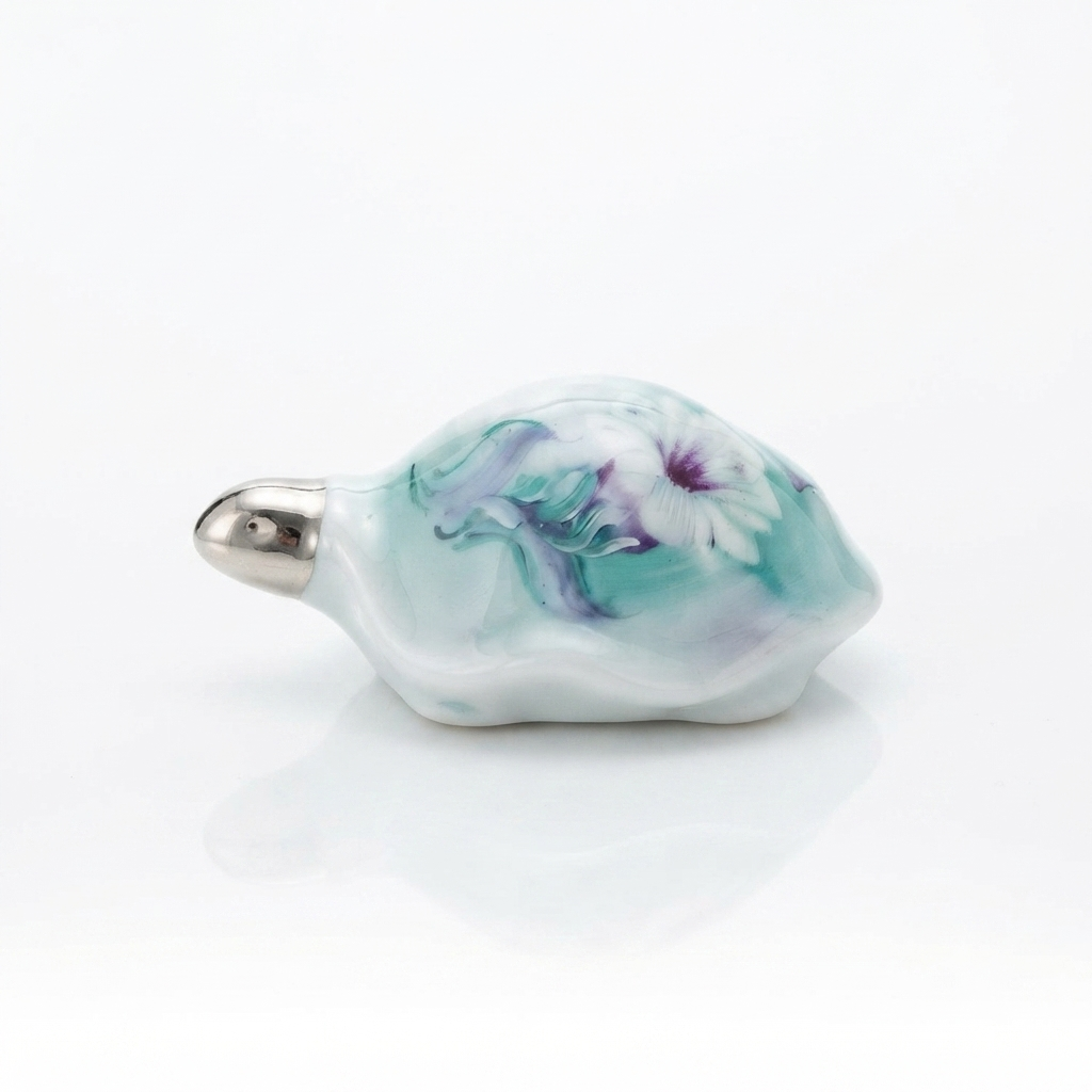 Sharon Tartaruga in Porcellana Turchese Floreale 7,5x5,5x3,5 cm