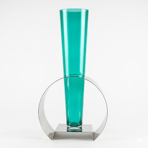 Sharon Vaso Bloom Metallo Cromo e Vetro H41x22 cm