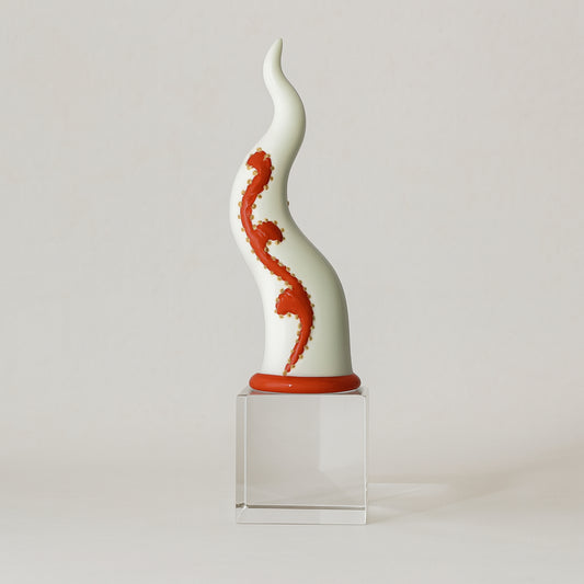 Sharon - Corno "Virgolette" su Cubo in Cristallo H19x5,5 cm Rosso