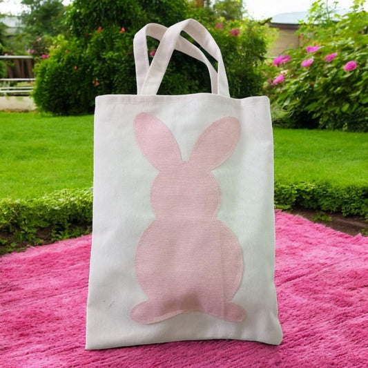 Shopper Pasquale in Cotone 34x19,5 cm con Coniglio – Busta Regalo Riutilizzabile Rosa