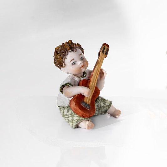 Sibania Porcellane Eddie Con Chitarra Pc H.5.5cm Bambole Made In Italy Da Collezione