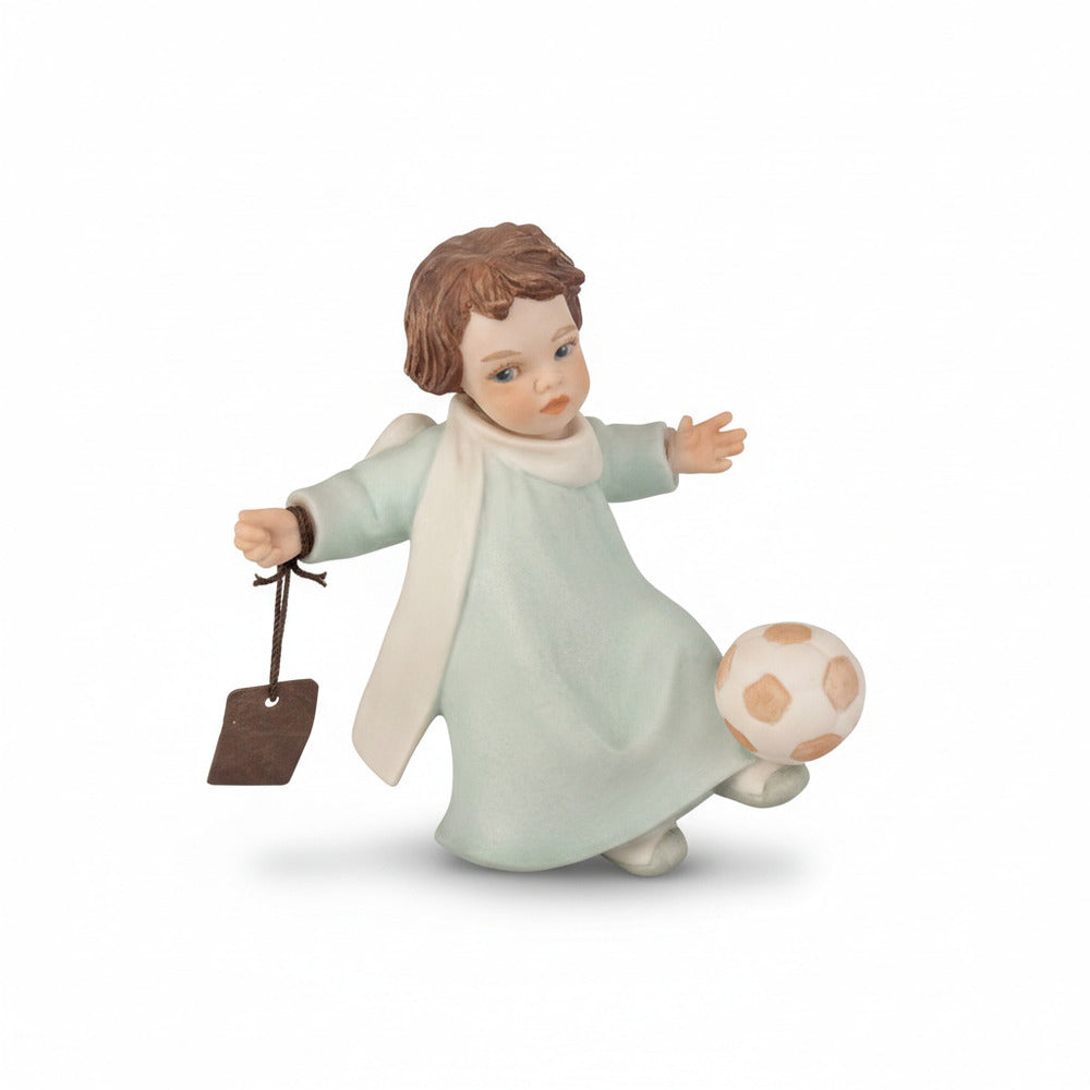 Sibania Statuina Porcellana Angelo Macroel 10 Cm Pallone