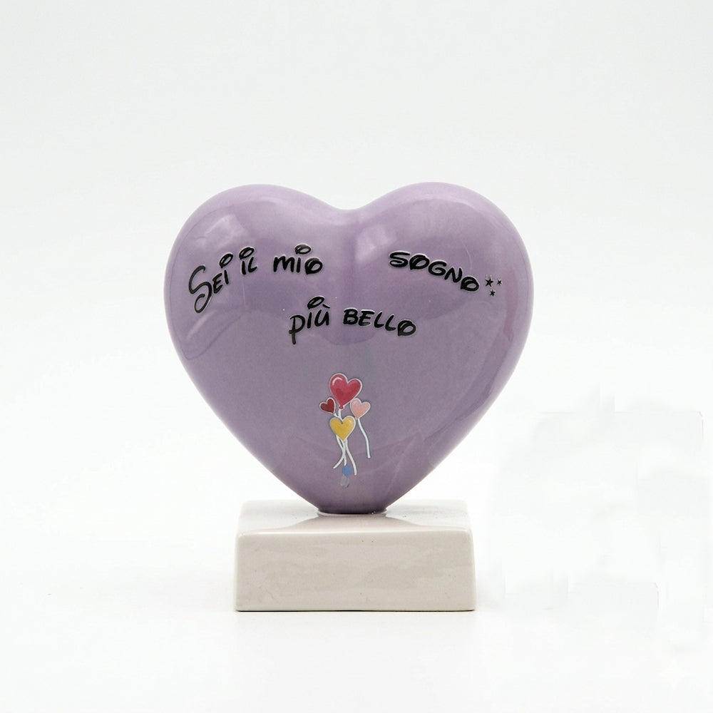 Spago di Terra Cuore Ceramica su Base con Frase 13 cm