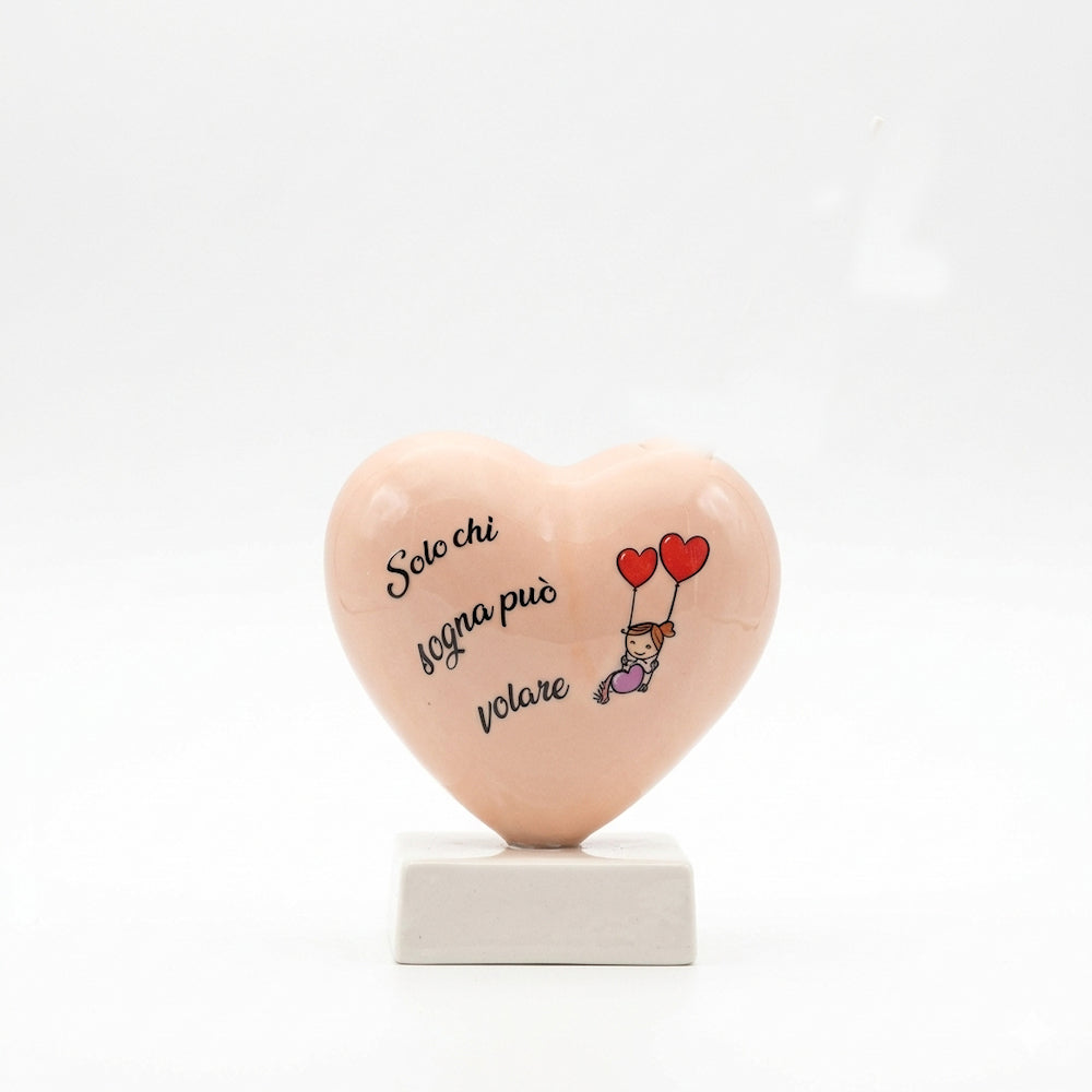 Spago di Terra Cuore Ceramica su Base con Frase 13 cm