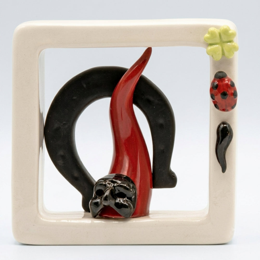 Spago di Terra Quadretto Portafortuna Ceramica 15x15 cm