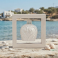 Spago di Terra Quadro Campana Bianca Ceramica con Cornice Legno 15x15 cm