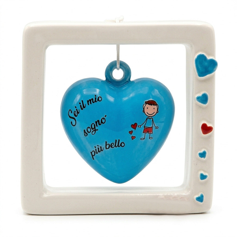 Spago di Terra Quadro Cuore rosa con Frase Decorativa 15x15 cm