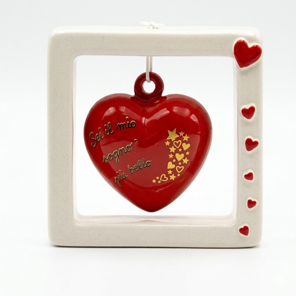 Spago di Terra Quadro Cuore rosa con Frase Decorativa 15x15 cm