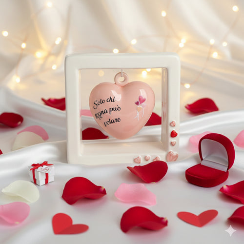 Spago di Terra Quadro Cuore rosa con Frase Decorativa 15x15 cm