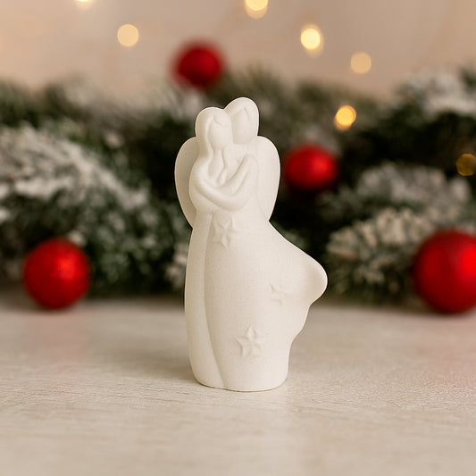 Statua angeli “Abbraccio” Wald in ceramica Kergres H18 cm

