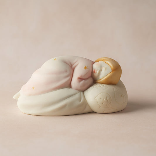 Statuina bambina su cuscino Principe Capodimonte porcellana biscuit 11 cm


