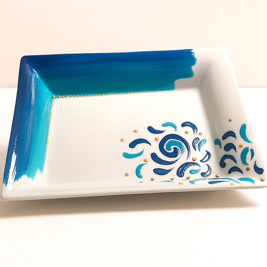 Svuotatasche Sharon in ceramica dipinta a mano decoro mediterraneo 20x16 cm