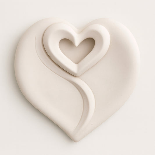 Svuotatasche Vide Poche Weds decoro cuori in porcellana 16x17 cm

