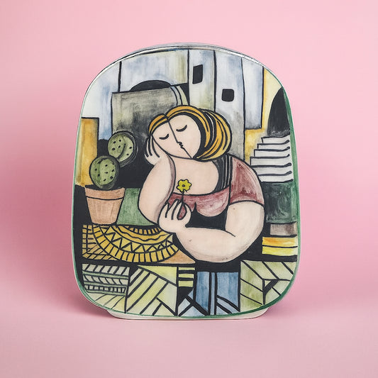 Svuotatasche in ceramica Arthesiana Modigliani 19.5×16 cm dipinto a mano Made in Italy