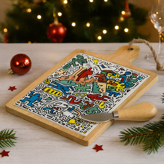 Tagliere Cuorematto in legno e porcellana 24x33 cm con coltello
