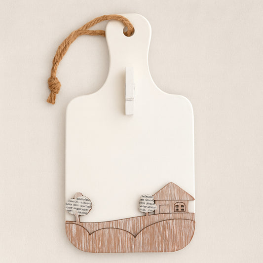 Tagliere portamemo Cuorematto in legno 10,5x20 cm per appunti
