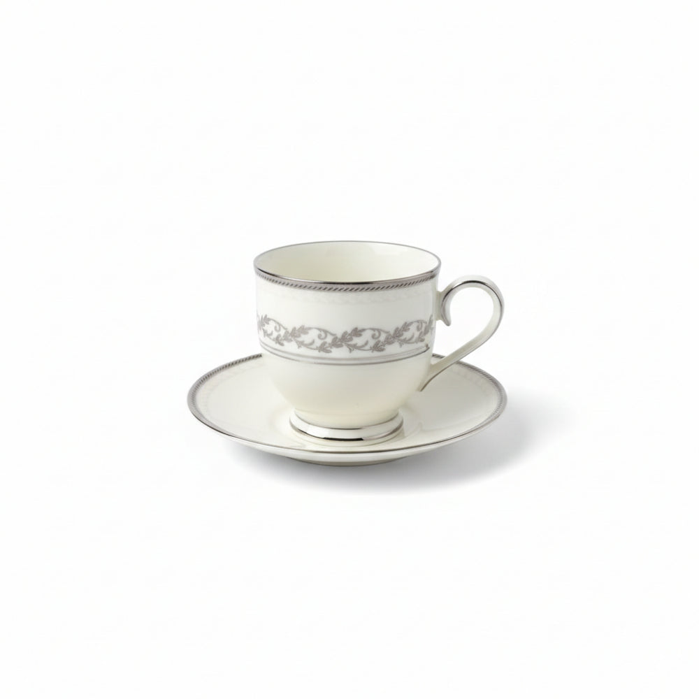 Tazza da caffè Noritake Westover Platinum porcellana 11x6,5 cm bordo platino