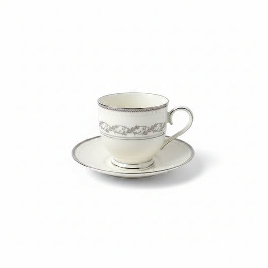 Tazza da caffè Noritake Westover Platinum porcellana 11x6,5 cm bordo platino