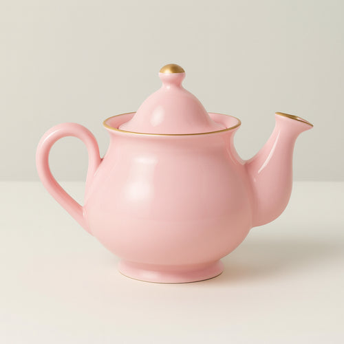 Dea Capodimonte Teiera Rosa Cipria con Filo Oro H 13x17 cm