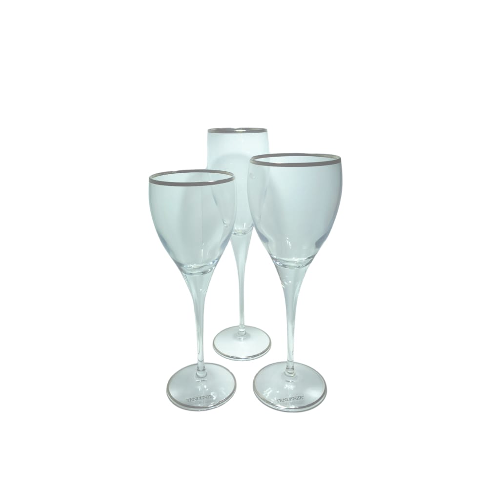 Tendenze Servizio Calici Filo Platino Set 30pz Acqua Vino e Flute