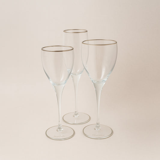 Tendenze Servizio Calici Filo Platino Set 30pz Acqua Vino e Flute