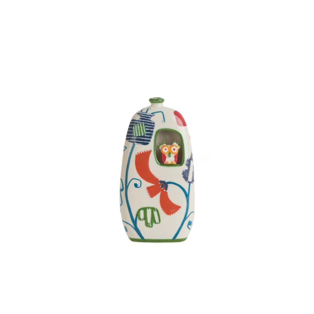 Terre di Scirocco FL 02 BOTTIGLIA MONO FLOREALE PIATTA GUFO I MISURA (H 32 CM)