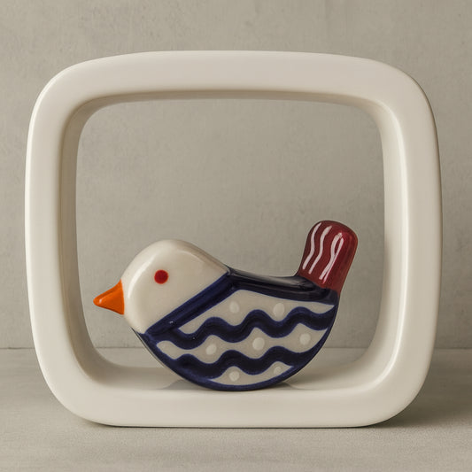 Terre di Scirocco uccellino ceramica colorato artigianale 10,5×10,3 cm