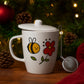 Tisaniera in ceramica Cuorematto MR.BEE 9x9x10,5 cm con filtro in acciaio, Made in Italy