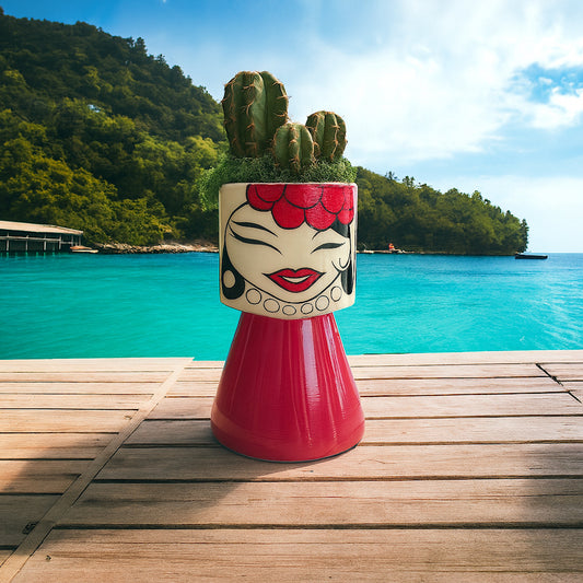 Totem Sharon Tropicana Fuxia in porcellana H 15 cm porta piantina decorativa