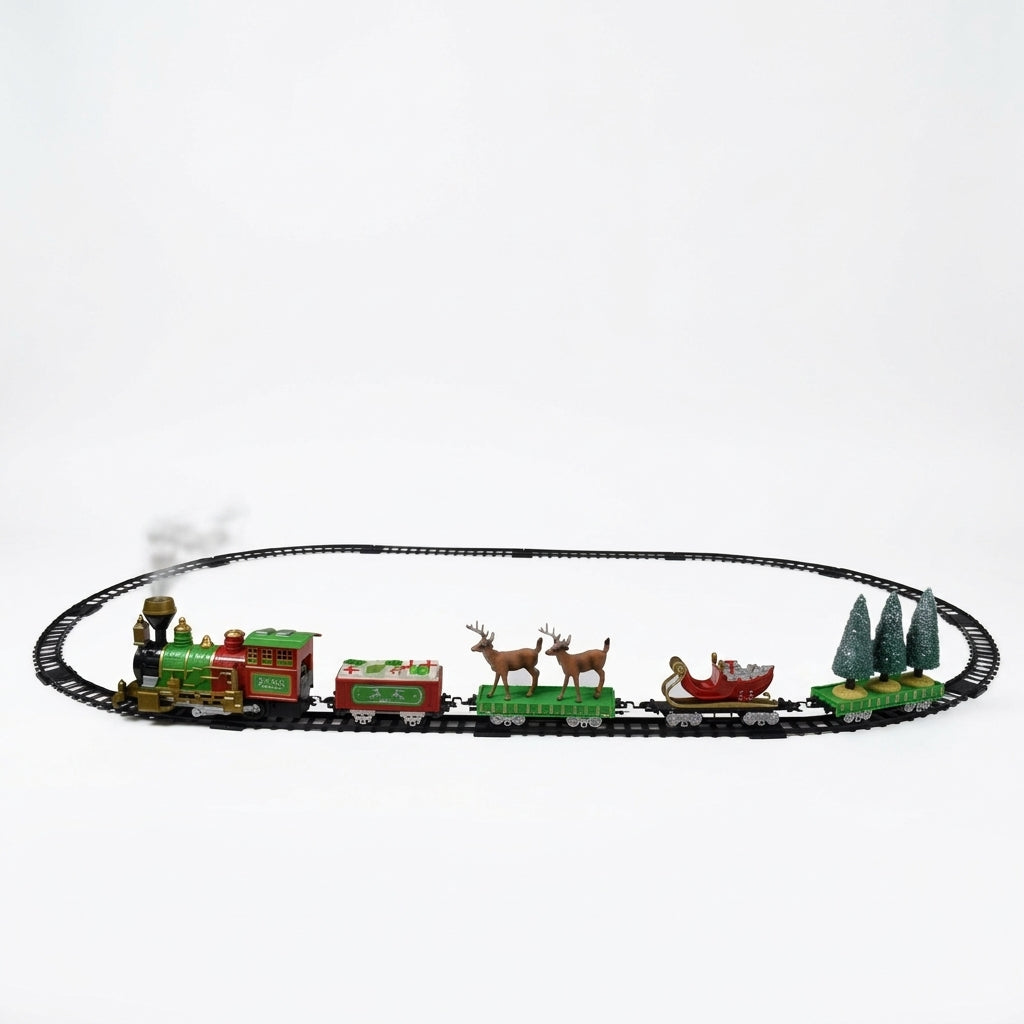 Trenino Natalizio con Pista 155x90 cm, Luci, Musica e Fumo