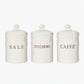 Tris barattoli ceramica L’Arte di Nacchi Caffè Sale Zucchero 10×10×18h