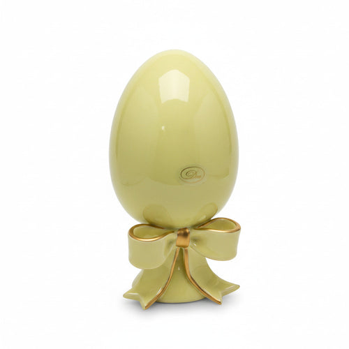 Dea Capodimonte Uovo con Fiocco Giallino in Ceramica H 20