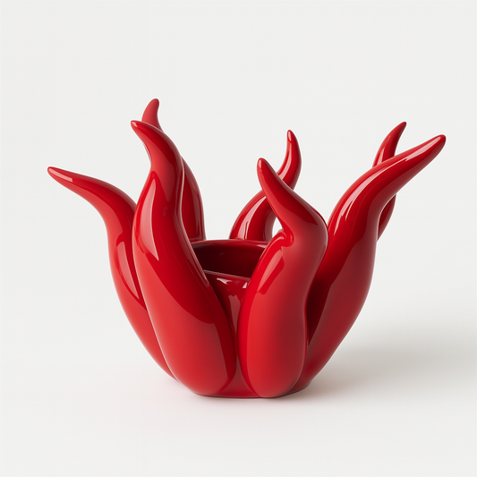 Vasetto Fiamma Portacandela Gli Alberelli in ceramica Capodimonte Ø25 x H19 cm – Elegante decorazione Made in Italy

