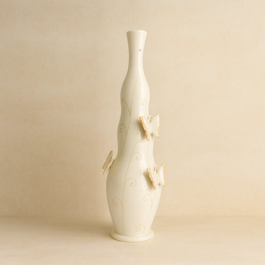 Vaso Capodimonte Ser in porcellana bianca con farfalle H 43 cm elegante