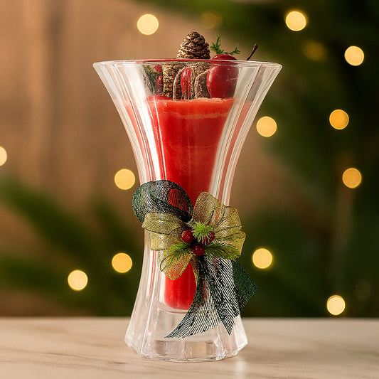 Vaso candela Nachtmann in cristallo con decorazione natalizia H26 cm