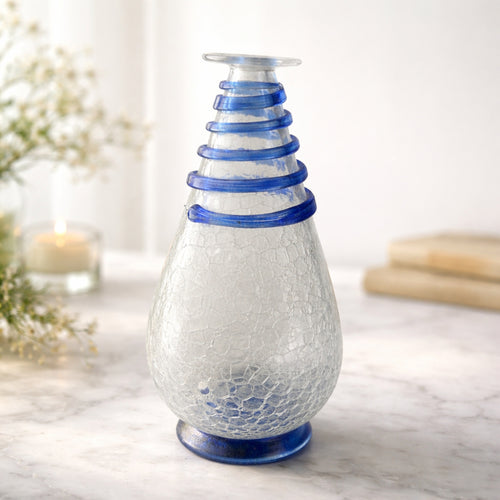 Vaso Monofiore Vetro Craquelé Trasparente H29x16 cm