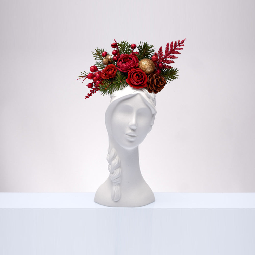 Vaso viso di donna Emmebi in ceramica bianca H24 cm design elegante