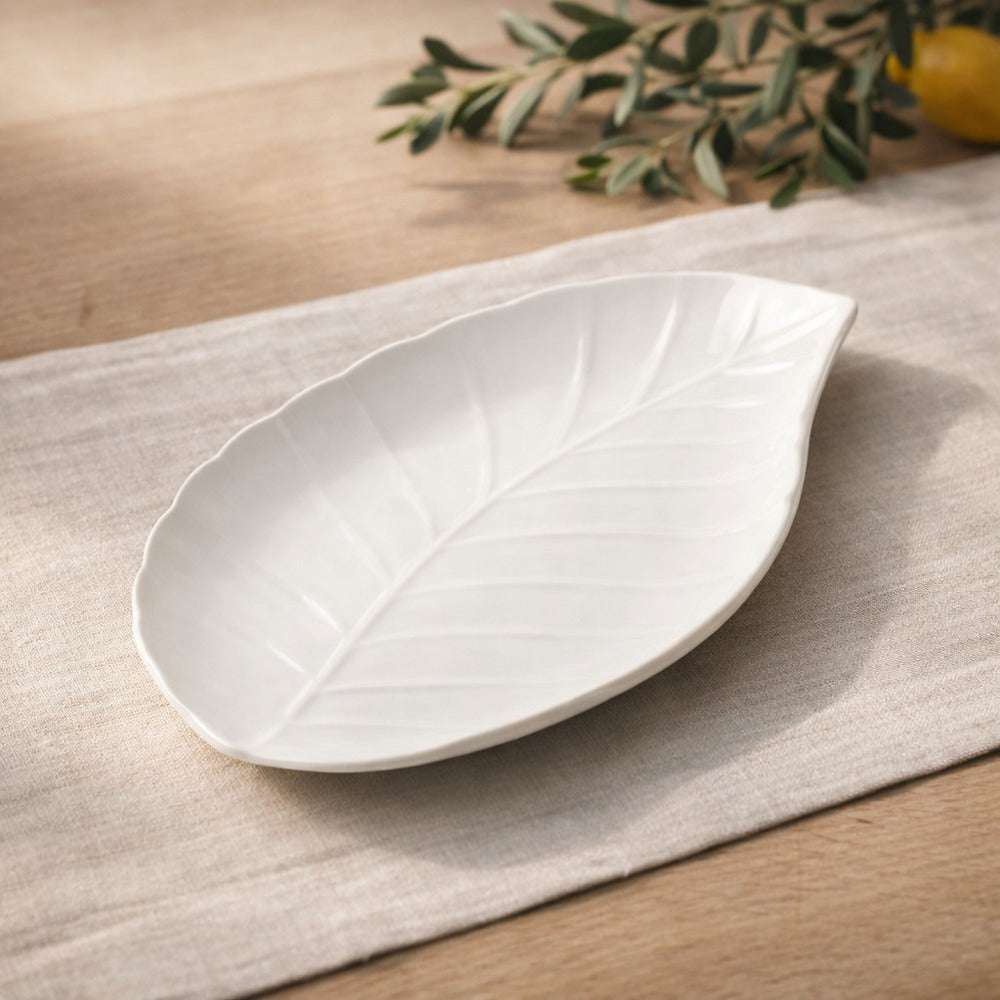 Vassoietto Foglia Alloro Brandani porcellana Art 51130 elegante