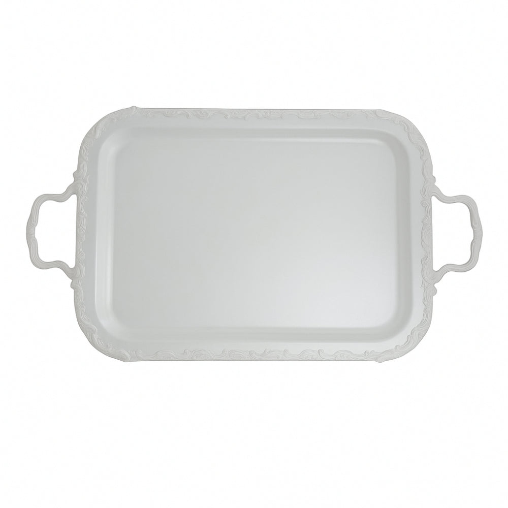 Vassoio Daliana 57 cm Old Sheffield bianco stile shabby chic decorativo