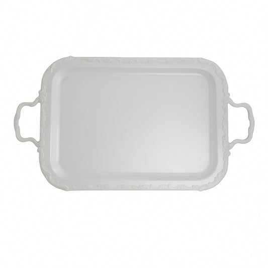 Vassoio Daliana 57 cm Old Sheffield bianco stile shabby chic decorativo