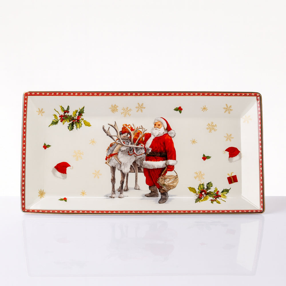 Vassoio rettangolare Babbomatto in porcellana 15x31 cm elegante e decorativo