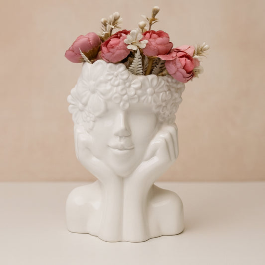 Volto Emmebi in ceramica bianca 12x10x17 cm Made in Italy