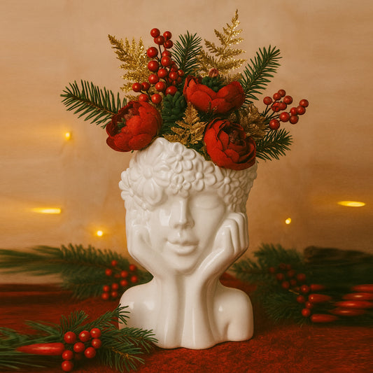 Volto Emmebi in ceramica bianca 12x10x17 cm Made in Italy