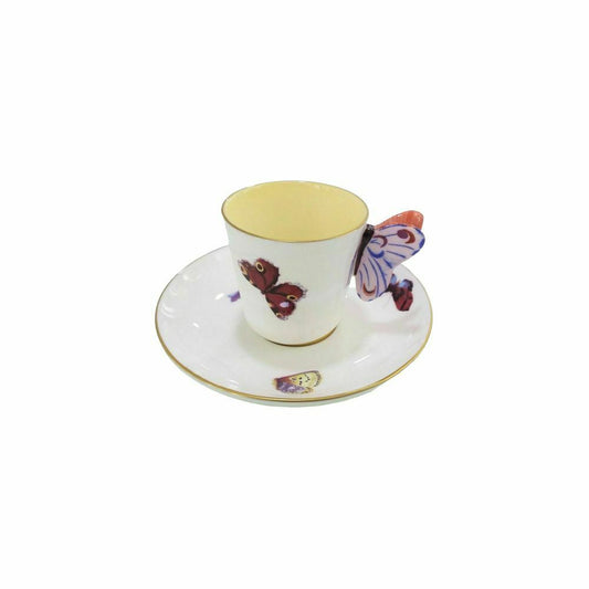 Wedgwood Tazzina Tazza Da Caffe' In Porcellana Con Manico Farfalle Butterfly