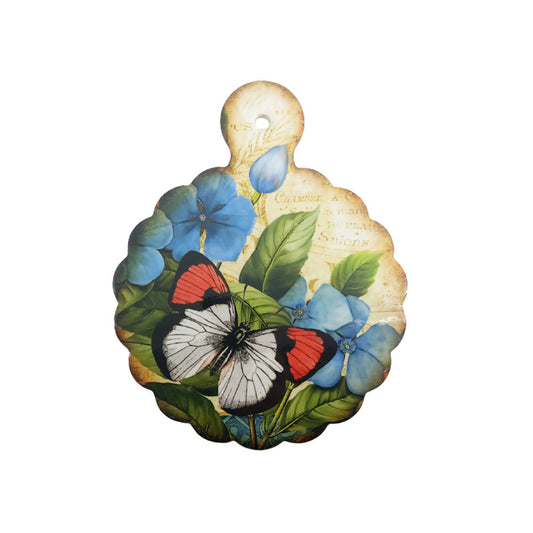 Yvonne Gontier Tagliere decorativo in Porcellana con Decorazioni Farfalle 23x18 Cm