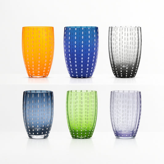 Zafferano Set 6 Tumbler Perle - Colori Assortiti Cl.32 H.109 mm D.71mm
