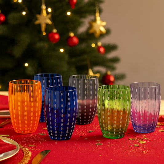 Zafferano Set 6 Tumbler Perle - Colori Assortiti Cl.32 H.109 mm D.71mm
