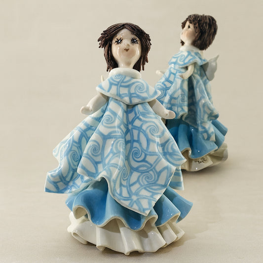 Zampiva Angelo Celeste Ceramica H12,5 cm Made in Italy