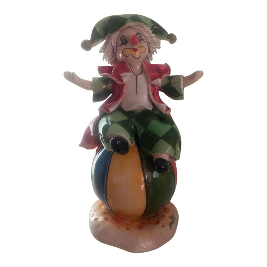 Zampiva Clown Pagliaccio H.17x10 Cm Made In Italy In Porcellana 20123