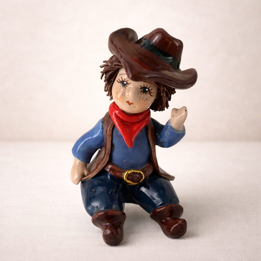 Zampiva Cowboy Ceramica Dipinta a Mano H 9,5 cm